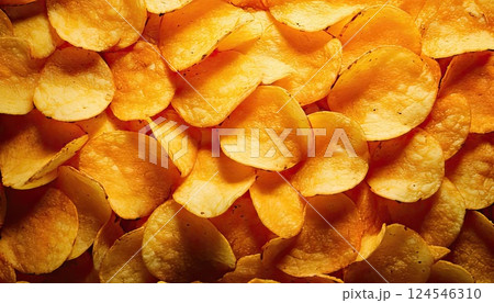 《AI画像》山盛りのポテトチップス 124546310