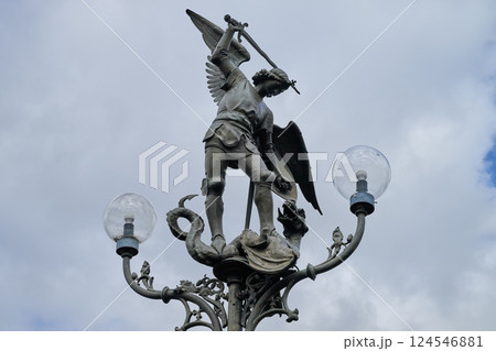 Detail of the sculpture on Sint-Michael on the bridge in Gent 124546881