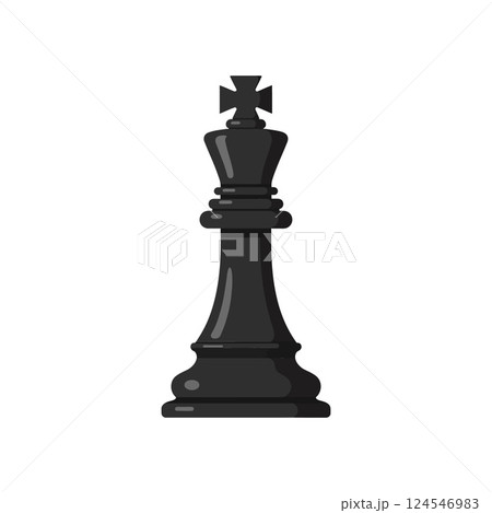 Black chess king piece standing tall in a flat minimal design vector art Black chess king piece standing tall in a flat minimal design vector art 124546983