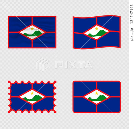 Sint Eustatius national flag in four different styles. Sint Eustatius national flag in four different styles. 124547148
