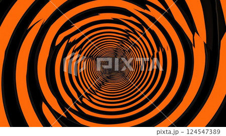 Mesmerizing Concentric Rings in Black and Bright Orange, Evoking Cauldron or Spiderweb Vibe. 124547389