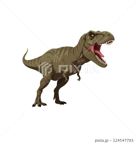 Fierce dinosaur standing confidently with open mouth in detailed vector art 124547783