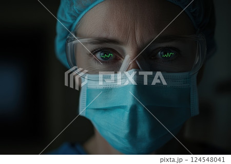 Surgeons Focused on Patient Safety with Reflective Goggles in Operating Room Surgeons Focused on Patient Safety with Reflective Goggles in Operating Room 124548041