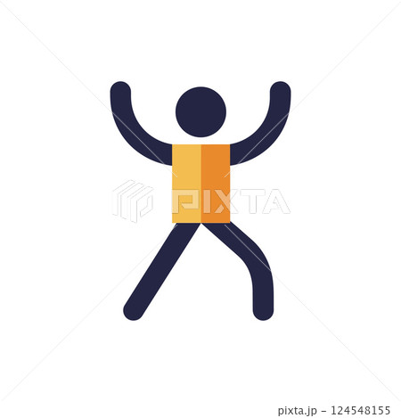 Celebratory figure with raised arms in flat design style vector art 124548155