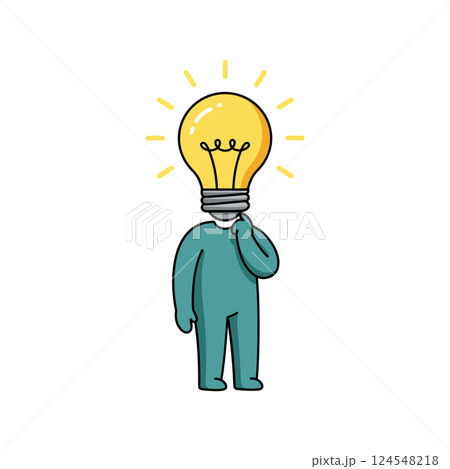 A person with a light bulb for a head in a flat design vector art style representing creativity and ideas A person with a light bulb for a head in a flat design vector art style representing creativity and ideas 124548218