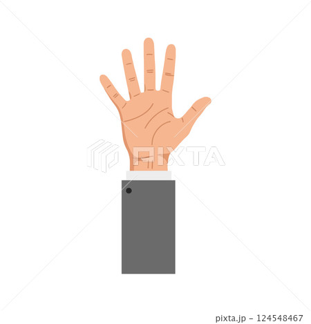 Hand with outstretched fingers in a flat design style showcasing a formal attire for vector art Hand with outstretched fingers in a flat design style showcasing a formal attire for vector art 124548467