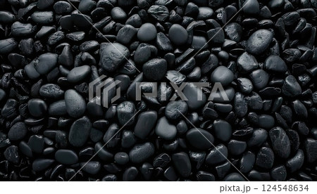 《AI画像》敷き詰められた黒い石 124548634
