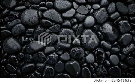 《AI画像》敷き詰められた黒い石 124548635