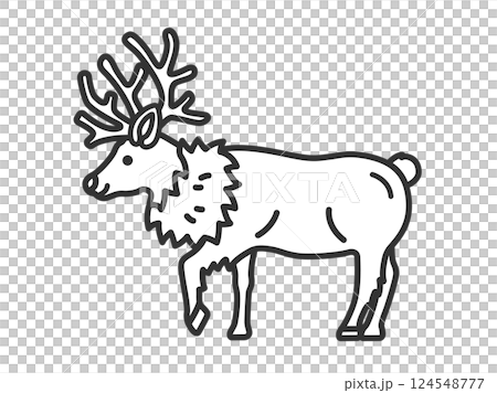 トナカイ(線画)のイラスト トナカイ(線画)のイラスト 124548777