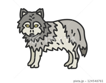 狼（線画カラー）のイラスト 124548781