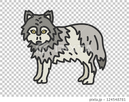 狼（線画カラー）のイラスト 124548781