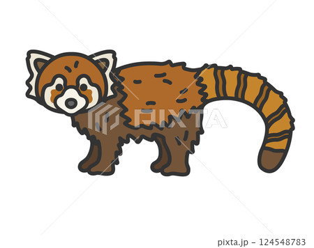 レッサーパンダ（線画カラー）のイラスト 124548783