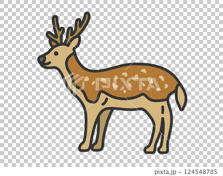 鹿的插圖(線條描彩色) 鹿的插圖(線條描彩色) 124548785