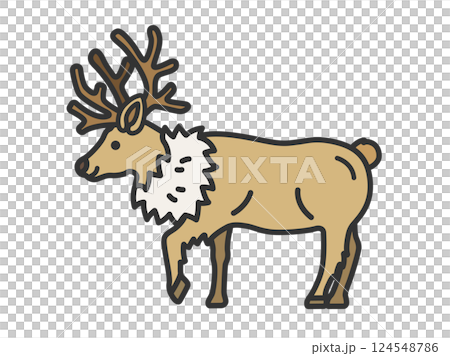馴鹿插圖（線條描彩色） 124548786