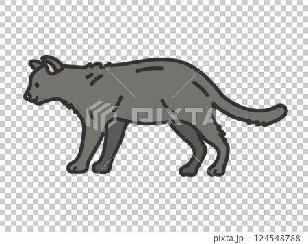 黑貓插畫（線條描色） 124548788