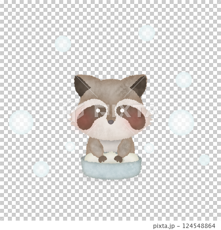 洗濯をするアライグマのイラスト 124548864