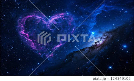 The purple Heart Nebula shines brightly at the center of the galaxy 124549103