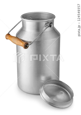 vintage milk can with lid isolated on white background vintage milk can with lid isolated on white background 124549357
