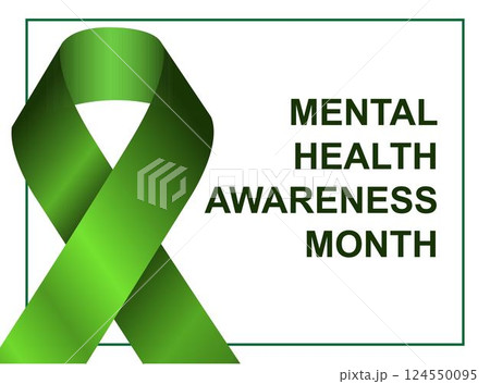 Mental Health Awareness Month. Green Awareness Ribbon on White Background. Raising awareness of mental health campaign. Vector Illustration Mental Health Awareness Month. Green Awareness Ribbon on White Background. Raising awareness of mental health campaign. Vector Illustration 124550095