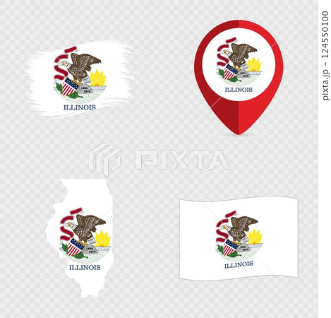 Illinois State Flag Icon Set. 124550100