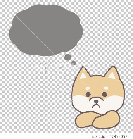 Cute Shiba Inu character illustration thinking with arms folded Cute Shiba Inu character illustration thinking with arms folded 124550575