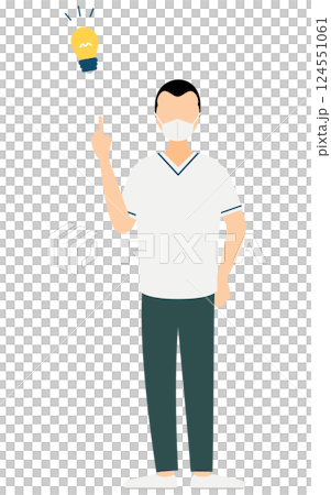 A simple illustration of a male nurse with a broad forehead coming up with an idea A simple illustration of a male nurse with a broad forehead coming up with an idea 124551061