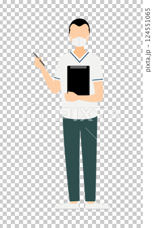 額頭寬闊的男護士做筆記的簡單示例 124551065