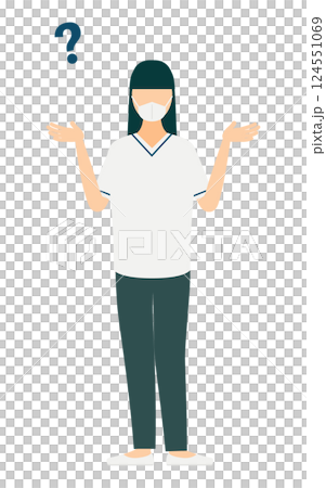 A simple illustration of a long-haired female nurse having a question A simple illustration of a long-haired female nurse having a question 124551069