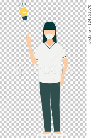 一位長髮女護士想出一個主意的簡單例子 一位長髮女護士想出一個主意的簡單例子 124551070