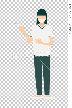 長髮女護士注射的簡單插畫 長髮女護士注射的簡單插畫 124551071