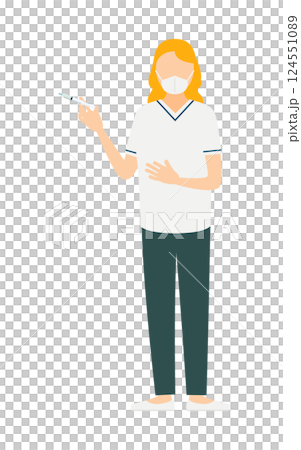 A simple illustration of a blonde female nurse giving an injection A simple illustration of a blonde female nurse giving an injection 124551089