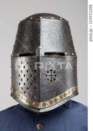 Close-Up of a Medieval Crusader Helmet Close-Up of a Medieval Crusader Helmet 124551206