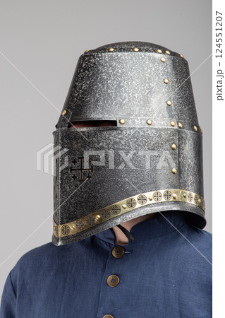 Close-Up of a Medieval Crusader Helmet 124551207