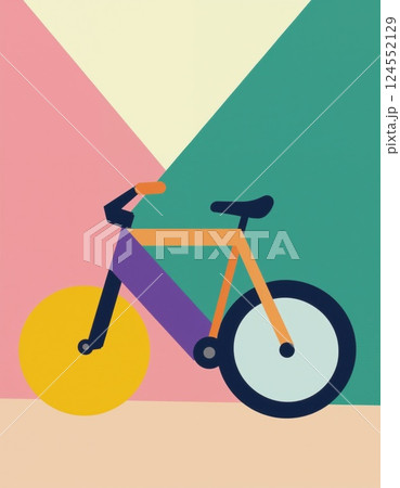 Abstract geometric bicycle design with vibrant colors for modern art decor Abstract geometric bicycle design with vibrant colors for modern art decor 124552129