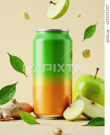 Refreshing apple ginger beverage with fresh ingredients for a healthy lifestyle 124552387
