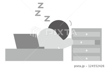 引き出しをあけながら居眠りしている会社員のピクトグラム素材 引き出しをあけながら居眠りしている会社員のピクトグラム素材 124552426
