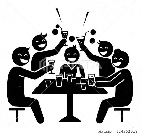 飲み会 ピクトグラム風 飲み会 ピクトグラム風 124552618