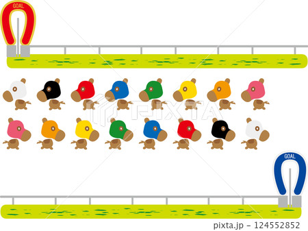 かわいい馬とレース最後の直線のイラスト かわいい馬とレース最後の直線のイラスト 124552852