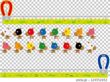 かわいい馬とレース最後の直線のイラスト かわいい馬とレース最後の直線のイラスト 124552852