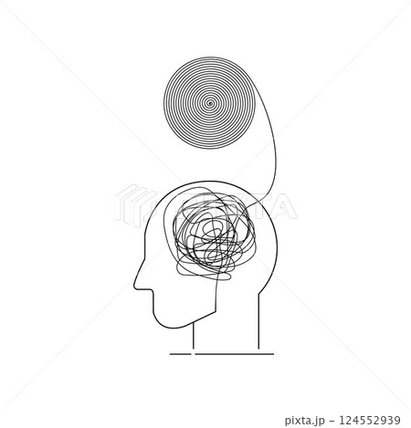 Profile of a man with a mess in his head. Profile of a man with a mess in his head. 124552939