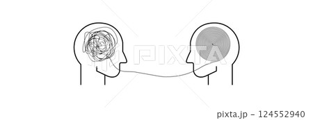 Profile of a person with a brain and thoughts. Profile of a person with a brain and thoughts. 124552940