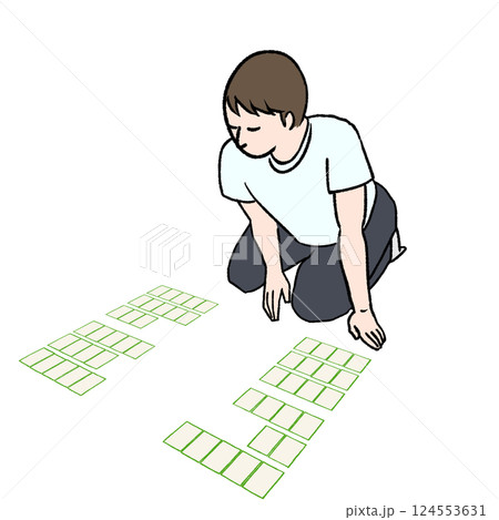 競技かるたの札を取る際の構えのイメージイラスト素材 競技かるたの札を取る際の構えのイメージイラスト素材 124553631