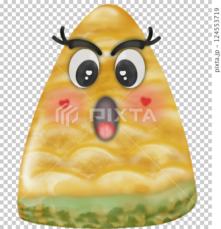 Set Cute Playful Cartoon Fruit Character summer with Big Eyes and Friendly  Face to hand drawn style. 124553719