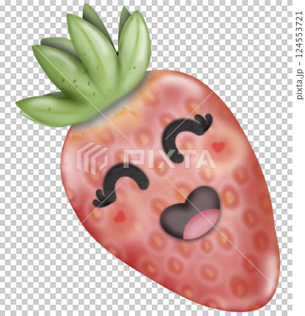 Set Cute Playful Cartoon Fruit Character summer with Big Eyes and Friendly  Face to hand drawn style. 124553721