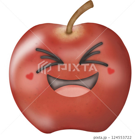 Set Cute Playful Cartoon Fruit Character summer with Big Eyes and Friendly  Face to hand drawn style. 124553722