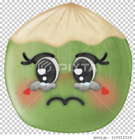 Set Cute Playful Cartoon Fruit Character summer with Big Eyes and Friendly  Face to hand drawn style. 124553724