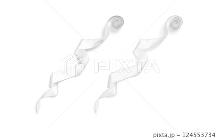 Blank white satin and organza ribbon mockup, isolated Blank white satin and organza ribbon mockup, isolated 124553734