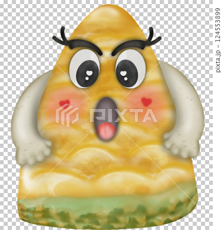 Set Cute Playful Cartoon Fruit Character summer with Big Eyes and Friendly  Face to hand drawn style. 124553899