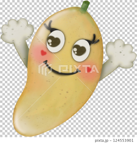 Set Cute Playful Cartoon Fruit Character summer with Big Eyes and Friendly Face to hand drawn style. Set Cute Playful Cartoon Fruit Character summer with Big Eyes and Friendly Face to hand drawn style. 124553901