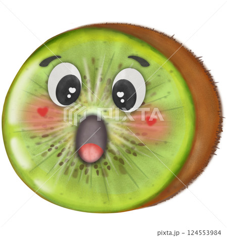 Set Cute Playful Cartoon Fruit Character summer with Big Eyes and Friendly  Face to hand drawn style. 124553984